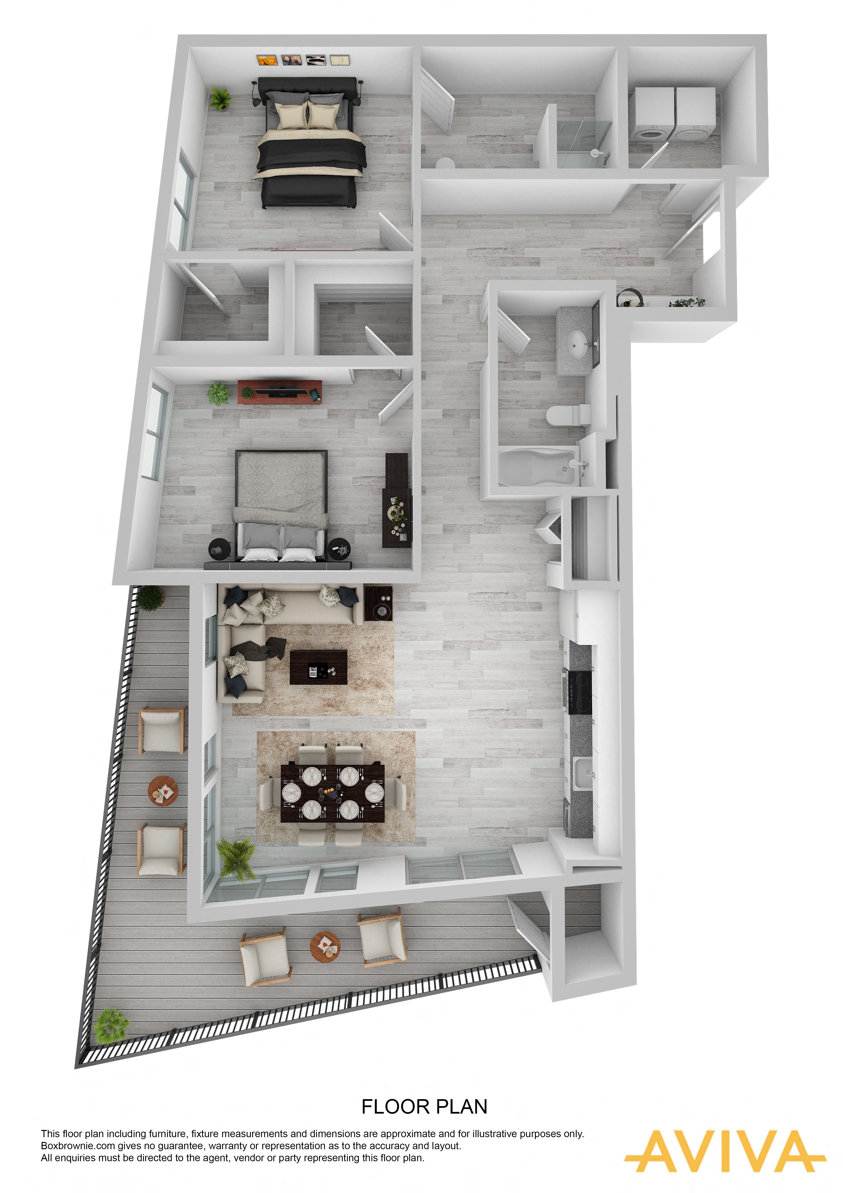 Floor plan for 2 beds, 2 baths, 988 sqft